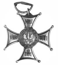 krzyż srebrny Orderu Wojskowego Virtuti Militari (V klasa), 1933 1939 rok, złocenie, emalia, ze ws..