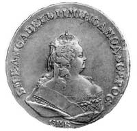 rubel 1742, Petersburg, Aw: Popiersie w prawo, w otoku napis, Rw: Orzeł dwugłowy, w otoku napis, U..