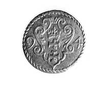 denar 1594, Gdańsk, Aw: Orzeł Prus Królewskich (