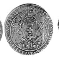 talar 1649, Gdańsk, Aw: Popiersie w koronie i napis, Rw: Herb Gdańska i napis, Kurp. 862 R, Dav. 4..