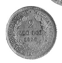 2 złote 1826, Warszawa, Aw: Głowa i napis, Rw: Wieniec i napis, Plage 59 R, stan gabinetowy, patyn..