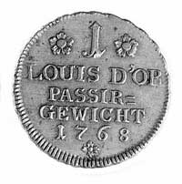 ciężarek 1 Louis d’ora 1768, Aw: Orzeł, Rw: Napis, Olding 497.