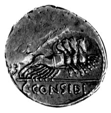 denar- C. Considius Nonianus 57 pne, Aw: Głowa Minerwy w hełmie korynckim w prawo, Rw: Victoria w kwadrydze w odcinku CONSIDI, Sear Considia 5, Craw.465/5
