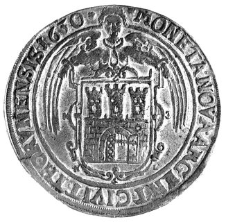 talar 1630, Toruń, po bokach herbu Torunia liter