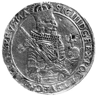 talar 1630, Toruń, po bokach herbu Torunia literki I-I, Kurp. 2358 R3, Dav. 4372, T. 30, rzadka odmiana, uszkodzenie tła.
