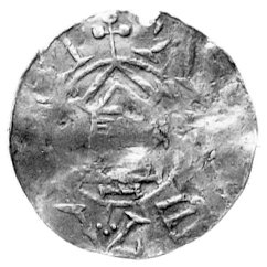 denar, Aw: Krzyż, w polu ODDO i napis w otoku: DILGRA REX, Rw: Kapliczka i napis: AETH.., Kluge 44, Dbg. 1167 1.30 g.