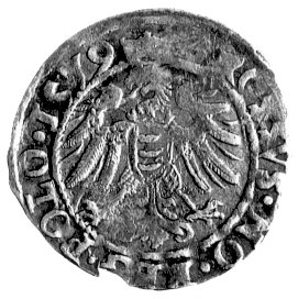 grosz 1579, Olkusz, Kurp. 627 R4, Gum. 683, T. 18, wykruszony krążek, rzadka moneta.