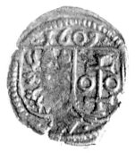 jednostronny denar 1609, Wschowa, Kurp. 1847 R3, H-Cz. 1251 R2, rzadka moneta.