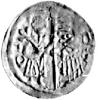 denar 1177- 1201, mennica Wrocław potem Racibórz, Aw: Krzyż dwunitkowy