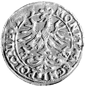 grosz 1545, Kraków, drugi egzemplarz, różnice w kształcie korony, orła i w interpunkcji