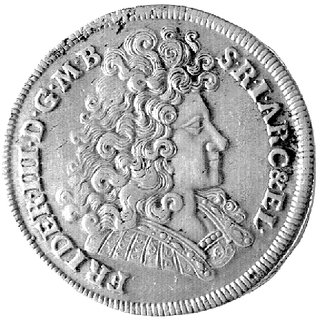 gulden 1689, Berlin, Aw: Popiersie, Rw: Wielopolowa tarcza herbowa, literki LC-S, Schr. 58