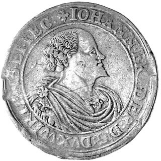 Jan Fryderyk 1608-1628 - talar 1624, Aw: Popiersie, Rw: Tarcza herbowa, po bokach literki C-T, Dav. 7859, drobne rysy na rewersie