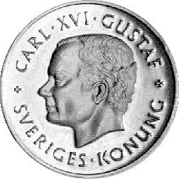 Karol XVI Gustaw 1973- 1.000 koron 1995, moneta wybita na 1.000 - lecie mennictwa w Szwecji, złoto, 5,79 g.