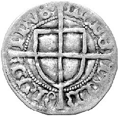 Jan von Tieffen 1489- 1497, szeląg, Aw: Tarcza Wielkiego Mistrza i napis: MAGST IOhNS DE, Rw: Tarcza Zakonna i napis: MONETA DNORVM PRV, Neumann 31, Vossberg 1117, 1.40 g.