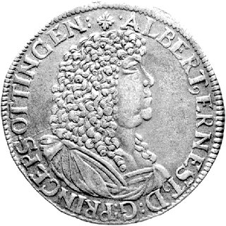 2/3 talara (gulden) 1675, Aw: Popiersie, w otoku napis, Rw: Tarcza herbowa, w otoku napis, Dav. 736.
