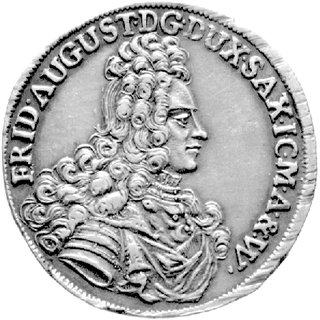 2/3 talara (gulden) 1697, Drezno, Aw: Popiersie, w otoku napis, Rw: Tarcza herbowa, w otoku napis, Dac. 817.