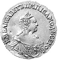 rubel 1756, Aw: Popiersie, w otoku napis, Rw: Orzeł dwugłowy, w otoku napis, Mich. 259, Fr. 100, złoto 1.58 g.