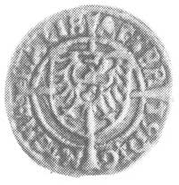 grosz 1523, Królewiec, Aw:Orzeł na tarczy z długim krzyżem i napis, Rw: Tarcza Wielkiego Mistrza i..