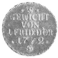 odważnik 1 friedrichs d’ora 1772, Aw: Orzeł w tarczy pod koroną, Rw: Napis i data, Olding 492