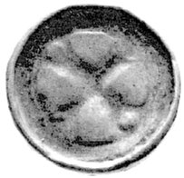 denar krzyżowy X-XI w., Aw: Krzyż z kulkami na końcach ramion, kulki w polu, Rw: Krzyż maltański, CNP 985