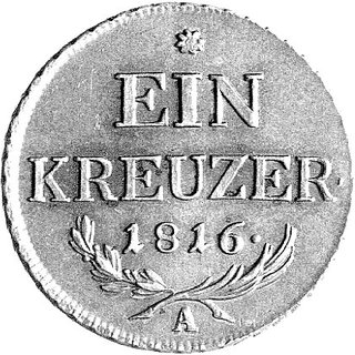 Franciszek I 1806- 1835, 1 krajcar 1816, Wiedeń, Aw: Orzeł na tarczy, Rw: Nominał i data, Her.1085, wyśmienity stan zachowania monety miedzianej