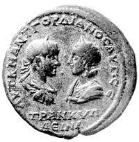 Moesia Inferior-Tomis, AE-26 (4 assaria), Aw: Popiersia Gordiana i Trankiliny zwrócone do siebie i..