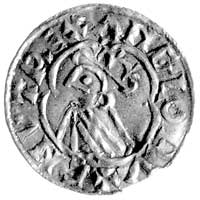 Knut 1016-1035, denar, Aw: Popiersie w koronie i płaszczu w lewo i napis CNVT REX ANGLORV, Rw: Krz..