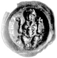 biskup Udo 1161-1186 lub Berthold II 1186-1200, brakteat- naśladownictwo monety hamburskiej; Na tr..