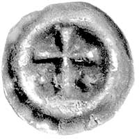 brakteat; Krzyż łaciński, w polu poniżej dwa krz
