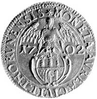 dukat 1702, Toruń, Aw: Popiersie króla i napis A