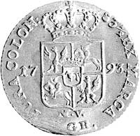 złotówka 1793, Warszawa, Plage 301, lekko justowana, ładna moneta