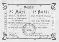 Białystok - 20 marek/12 rubli 1.10.1915, Jabł. 850