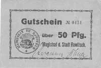 Rawicz /Rawitsch/ - 50 fenigów, 1 i 2 marki /1914/ emitowane przez Magistrat, Keller 312, rzadkie,..