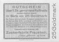 Wschowa /Fraustadt/ - 25 goldmarek 8.11.1923 emitowane przez Zuckerfabrik Fraustadt, Keller 170.a