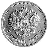 5 rubli 1887, Aw: Głowa, Rw: Orzeł dwugłowy, Fr.151, złoto 6.45 g