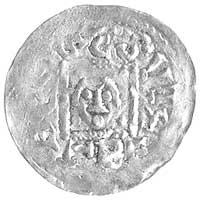 denar, Aw: Monarcha siedzący na tronie, w otoku napis BOLEZLAVS, Rw: Głowa w ramce, w otoku napis ..