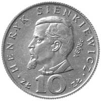 10 złotych 1974, Henryk Sienkiewicz, wypukły napis PRÓBA, Parchimowicz P-285 b, wybito 40 sztuk, m..