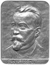 Marceli Nencki- czworokątny medal autorstwa Henryka Kunzeka 1907 r., Aw: Popiersie trzy czwarte w ..