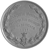 wystawa w Wadowicach- medal niesygnowany 1907 r., Aw: Napis w czterech wierszach OKRĘGOWA WYS- TAW..