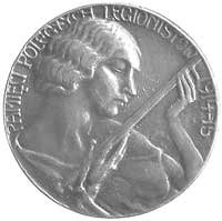 pamięci poległych legionistów- medal jednostronny autorstwa J. Raszki 1915 r.; Popiersie kobiety w..