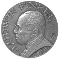 Ludwik Finkel- medal autorstwa Wojciecha Przedwojewskiego 1925 r., Aw: Popiersie w lewo i napis, R..