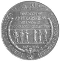 Towarzystwo Aptekarskie we Lwowie- medal autorstwa P. Wójtowicza 1928 r., Aw: Panorama miasta i na..