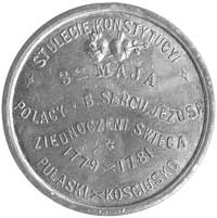 medal z okazji 100-lecia Konstytucji 3 Maja 1891 r., Aw: Tarcza herbowa z obrazem Matki Boskiej Cz..