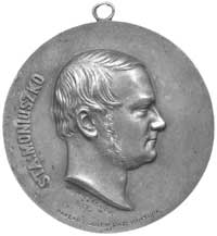 medalion Stanisława Moniuszki modelowany przez W. Świeckiego 1857 r., Aw: Popiersie w prawo i napi..