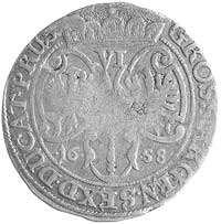 6 groszy 1658, Królewiec, Aw: Popiersie, Rw: Tar