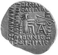 Partia- Artabanes II 10-38, drachma, Aw: Popiersie w diademie w lewo, Rw: Król na tronie w prawo, ..