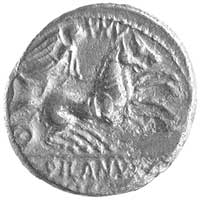 D. Silanus L. f., 91 pne, denar, Aw: Głowa Romy w prawo, Rw: Victoria w bidze, u góry liczba XXV, ..