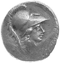 C. Considius Paetus c.a. 46 pne, denar, Aw: Głowa Minerwy w hełmie korynckim w prawo, Rw: Victoria..