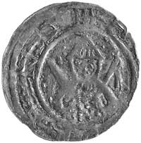 Brandenburgia- Przybysław Henryk 1127- 1150, denar, Aw: Popiersie księcia w hełmie na wprost, w dł..