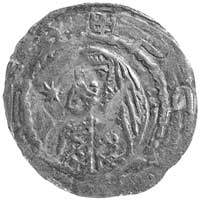 Brandenburgia- Przybysław Henryk 1127- 1150, denar, Aw: Popiersie księcia w hełmie na wprost, w dł..